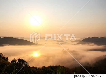 Mountains mist and sunrise view from Phu Huay Isan 37874976