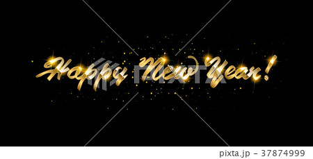 Gold Happy New Year greeting text Gold Happy New Year greeting text 37874999