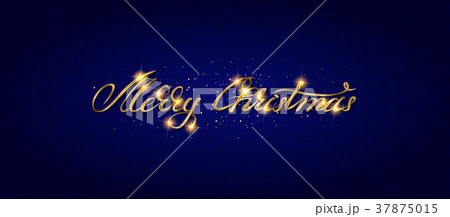 Gold Merry Christmas Card. 37875015