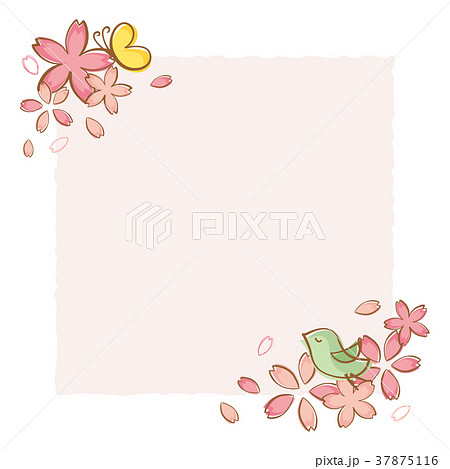 手書き風の桜のフレーム素材のイラスト素材