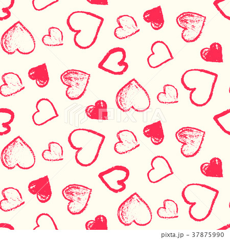 Pattern with cute grunge red and pink hearts 37875990