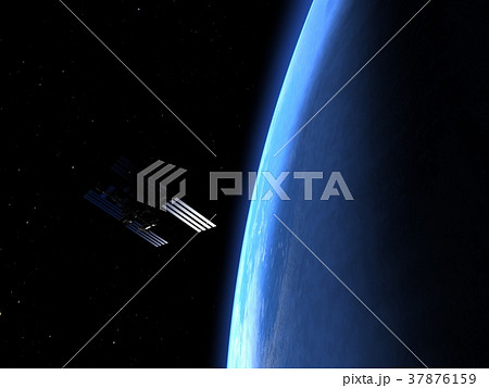 高画質 地球とiss 宇宙ステーション ３dcg Perming3dcg イラスト素材のイラスト素材