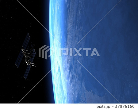 高画質 地球とiss 宇宙ステーション ３dcg Perming3dcg イラスト素材のイラスト素材