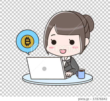 做與個人計算機的比特幣的婦女 做與個人計算機的比特幣的婦女 37876842