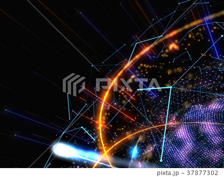 Abstract Connected Bright Dots On Dark Background 37877302
