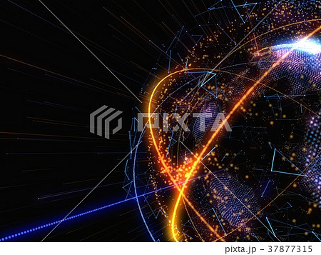 Abstract Connected Bright Dots On Dark Background Abstract Connected Bright Dots On Dark Background 37877315