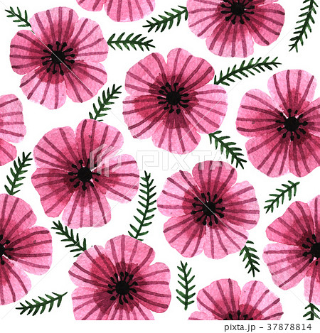 Seamless watercolor pattern with pink flowers Seamless watercolor pattern with pink flowers 37878814
