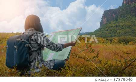 Hipster Asian woman backpacker Hipster Asian woman backpacker 37879040