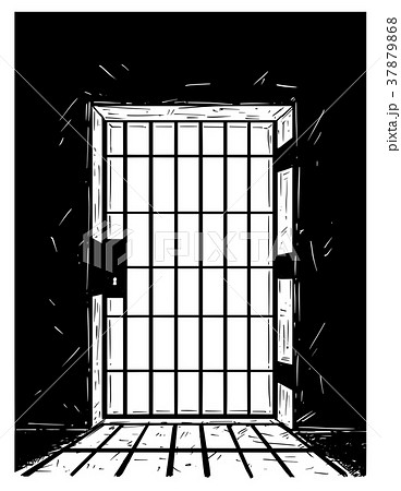 Cartoon Vector Drawing Of Prison Door Castingのイラスト素材
