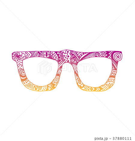 Zentangle patterned glasses on white background 37880111