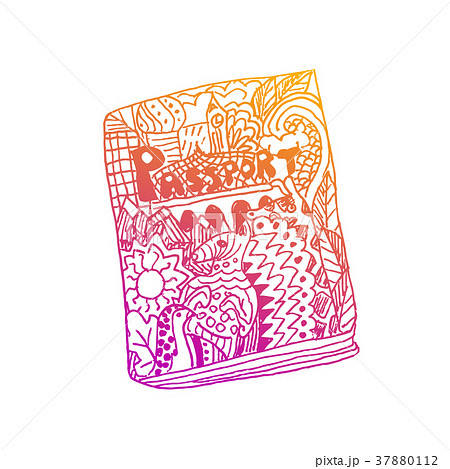 Zentangle patterned passport on white background 37880112