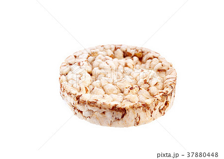 Round wheat crispbread, white background Round wheat crispbread, white background 37880448