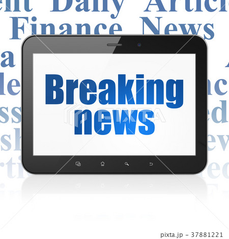 News concept: Tablet Computer with Breaking News 37881221