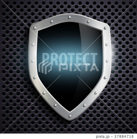 metal shield with the inscription protect 37884718