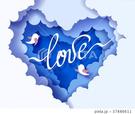Paper design with clouds in heart shape 37886611