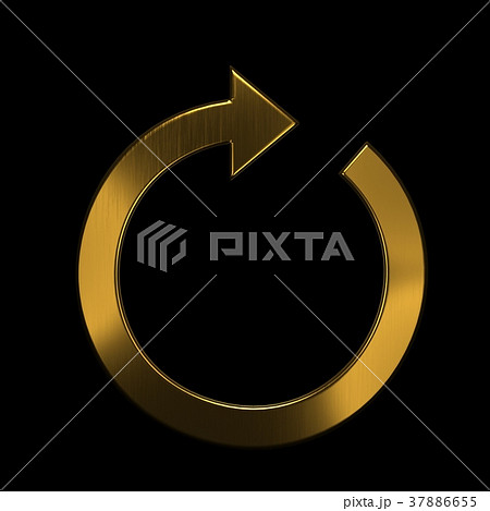 Circular Arrow Redo Gold 3D rendering Illustration 37886655
