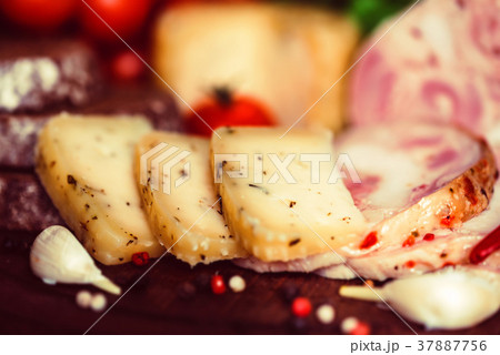 Cheese, turkey roll and vegetables 37887756