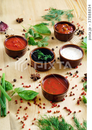different kind of sauces 37888834