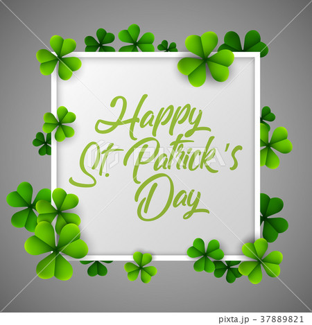 Happy St.Patrick's day with white frame square and 37889821