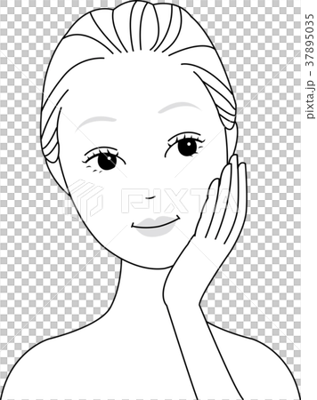 女性　笑顔　くびをかしげる　イラスト　図 37895035