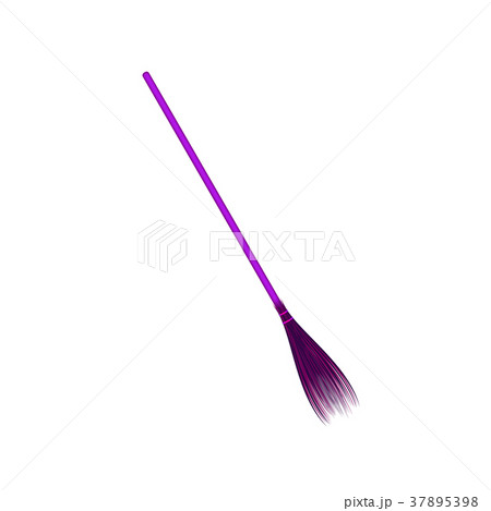 Vintage broom in purple design on white background Vintage broom in purple design on white background 37895398