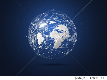 Global network connection. World map point 37895844