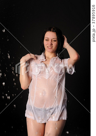 Sexy model in wet shirt Sexy model in wet shirt 37895916