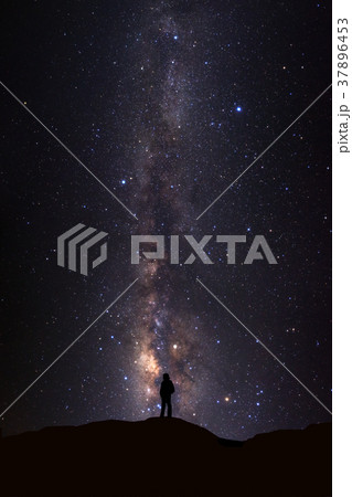 Landscape with milky way, Night sky with stars  37896453