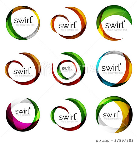 Set of swirl circles abstract vector icons. Circle 37897283