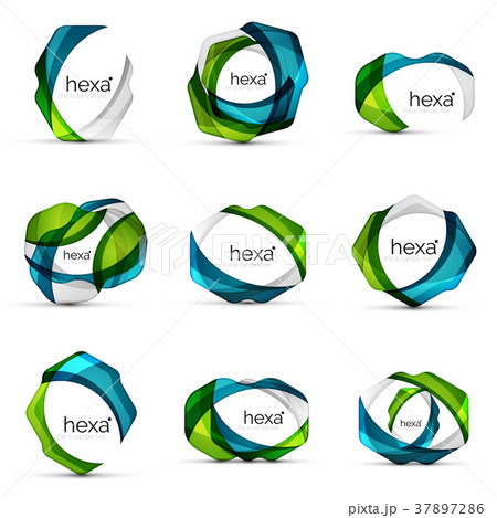 Set of hexagon shape business emblems 37897286
