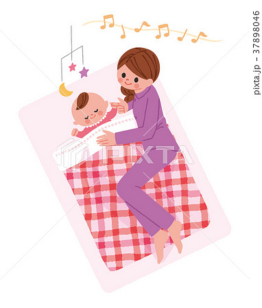 赤ちゃんの寝かしつけのイラスト素材