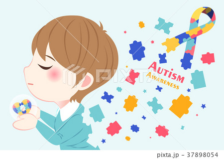 boy with autism awareness concept 37898054