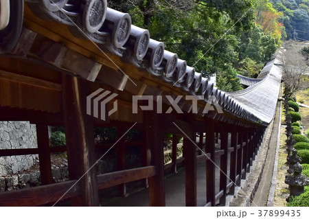 岡山吉備津神社の回路(瓦屋根) 岡山吉備津神社の回路(瓦屋根) 37899435