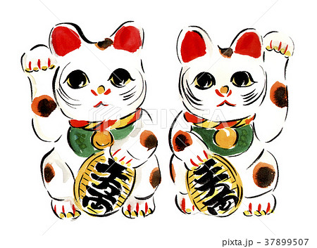 オス メス招き猫のイラスト素材