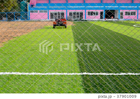 Wire mesh fence from new soccer field  37901009