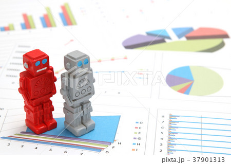ロボットとグラフ 人工知能イメージ ロボットとグラフ 人工知能イメージ 37901313