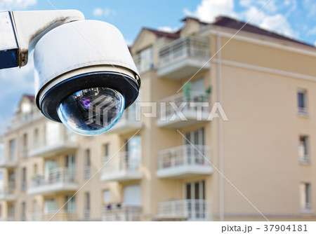 CCTV camera with modern luxury residence 37904181