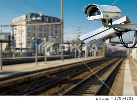 CCTV camera in railway station 37904203
