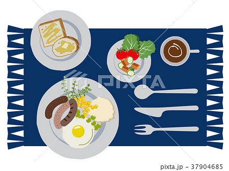 目玉焼きのイラスト 朝食 パンと卵料理のイラスト のイラスト素材