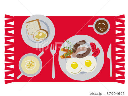 目玉焼きのイラスト 朝食 パンと卵料理のイラスト のイラスト素材