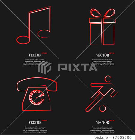 Set of fashionable red icons, trending symbols. Fl Set of fashionable red icons, trending symbols. Fl 37905506