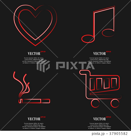 Set of fashionable red icons, trending symbols. Fl 37905582