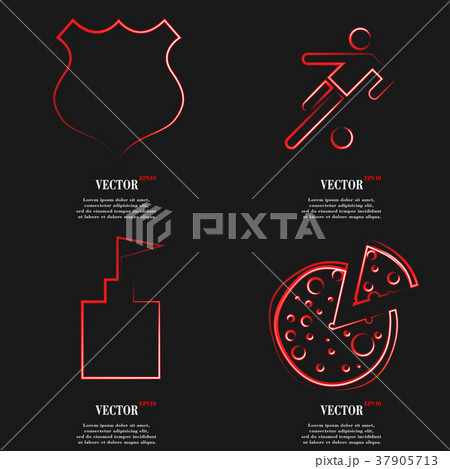 Set of fashionable red icons, trending symbols. Fl Set of fashionable red icons, trending symbols. Fl 37905713