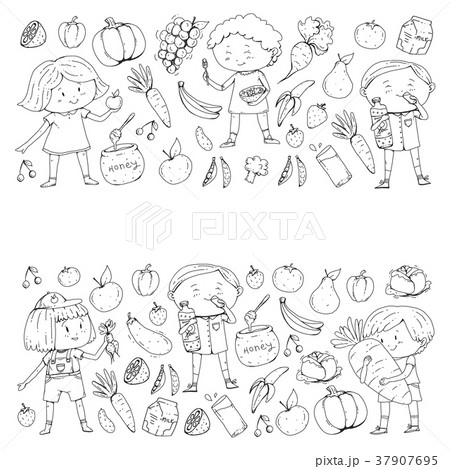 Children. School and kindergarten. Healthy food 37907695