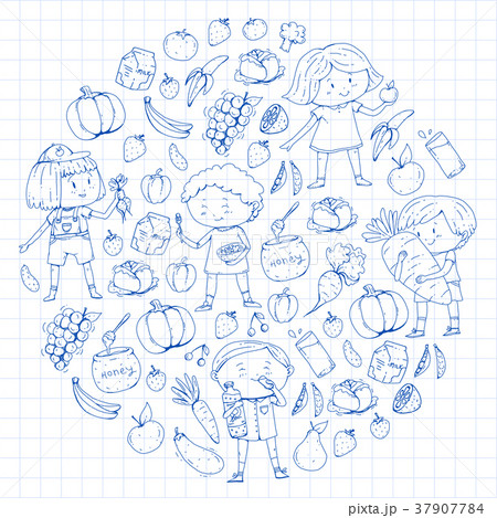 Children. School and kindergarten. Healthy food 37907784