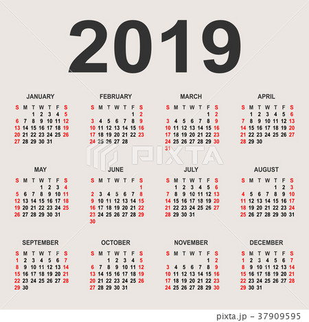 【オープニング 大放出セール】 design vector year 2019 Calendar template Stock - 輸入版カレンダー
