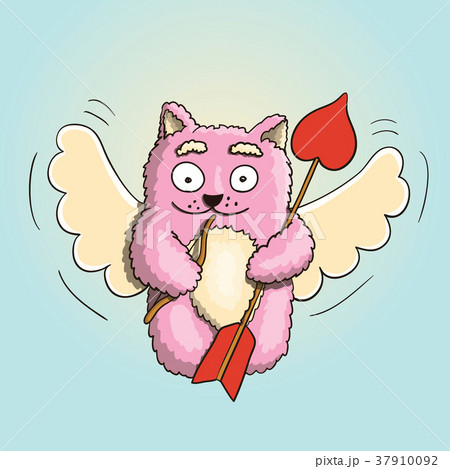 Valentines Day Cupid Pink Cat With Bow and Arrow  37910092