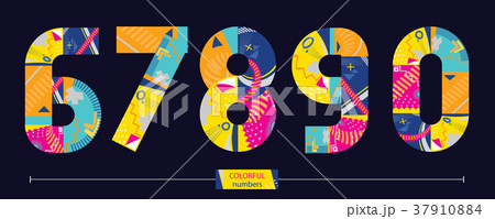 Number colorful geometric style in a set 67890 Number colorful geometric style in a set 67890 37910884