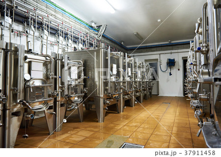 Metal tanks for aging wine at winery Metal tanks for aging wine at winery 37911458