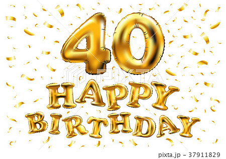 vector Golden number 40 forty metallic balloon. vector Golden number 40 forty metallic balloon. 37911829